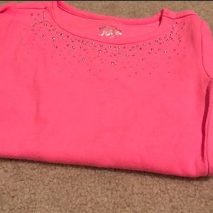 ☀️ Pink rhinestone long sleeve shirt. Size 7